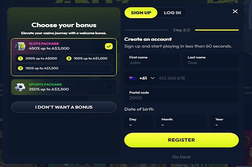 Winzter Casino Registration Process Second Step
