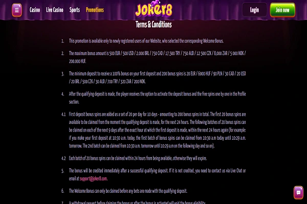 Joker Casino Bonuses and Promotions