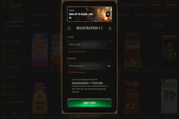 Kyngs Casino Registration Process