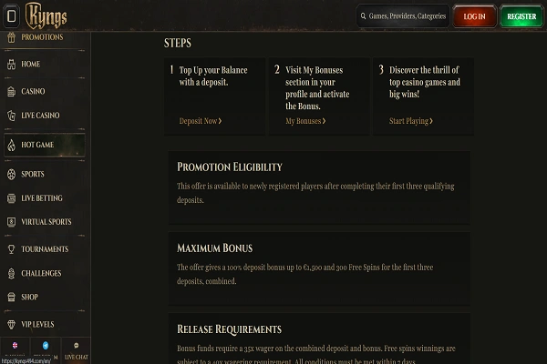 Kyngs Casino How to Get Welcome Bonus