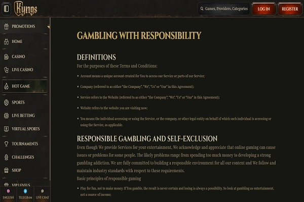 Kyngs Casino Play Responsible