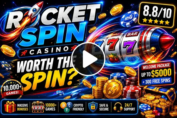 RocketSpin Casino Video Play Button