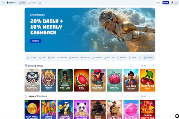 RocketSpin Casino Main Page