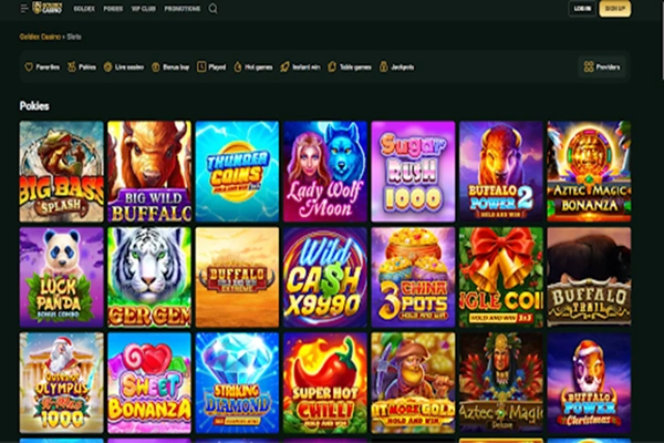 Pokie page at Goldex Casino