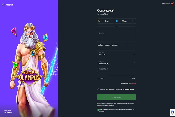 SportsBet Casino Create Account