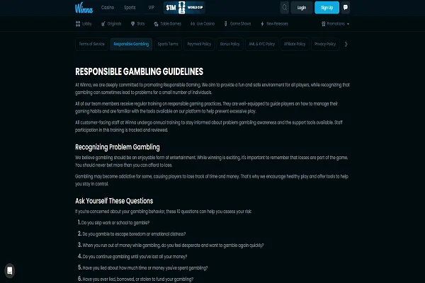 Winna Casino Responsible Gambling Winna Casino Responsible Gambling