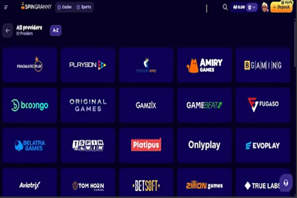 SpinGranny Casino Game Providers Game providers available at SpinGranny Casino