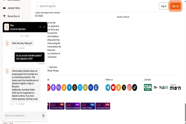 BitCasino Live Chat BitCasino Live Chat
