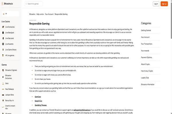 BitCasino Responsible Gambling BitCasino Responsible Gambling
