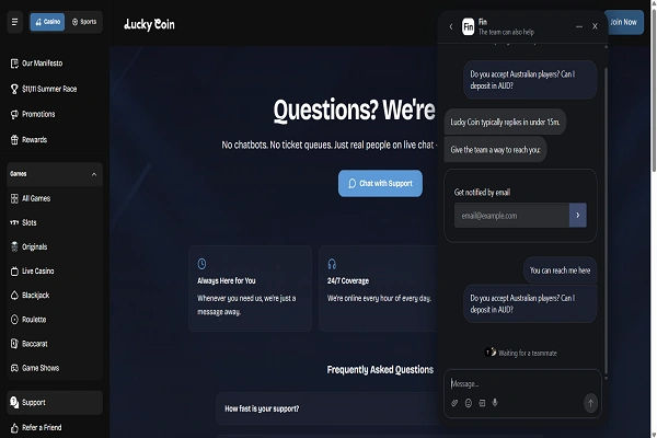 Lucky Coin Casino Support