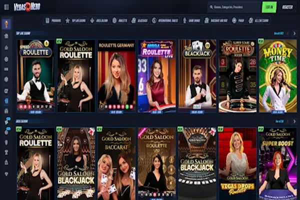 Live Casino at Vegas Casino Live casino options on Vegas casino