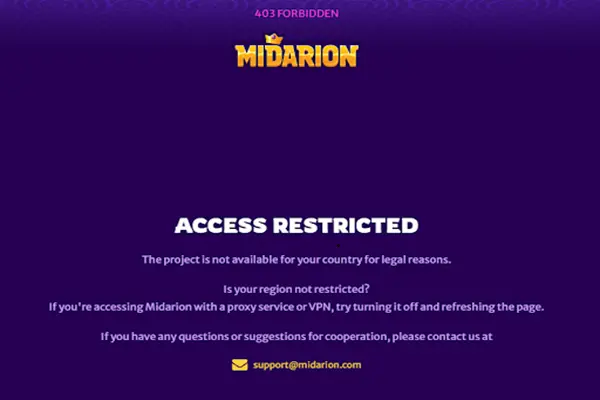Restriction windows on MidasLuck Casino