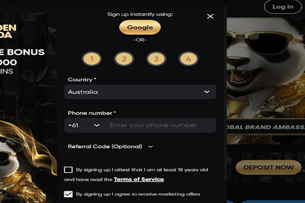 Golden Panda Casino Registration Registration process on Golden Panda casino