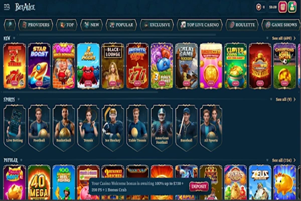 BetAlice Casino Game Library Some of the casino games available on BetAlice