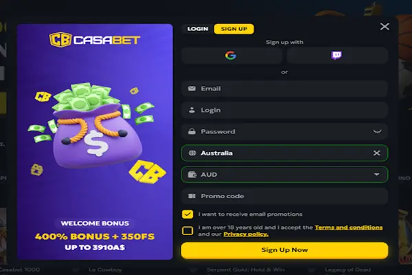 Easy Sign In on CasaBet Casino