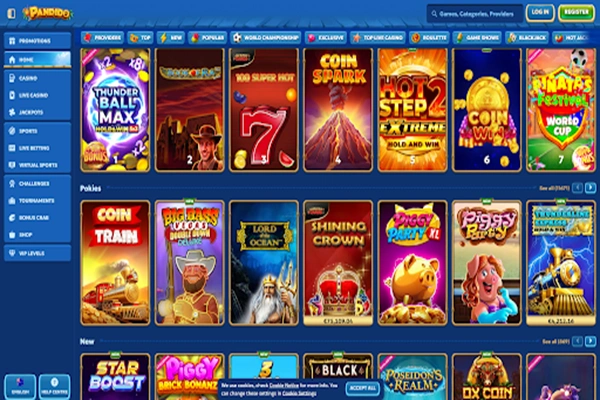 Welcome page of Pandido Casino