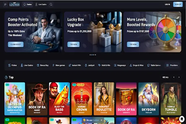 SlotLounge Casino First Page Landing Page of SlotLounge Casino
