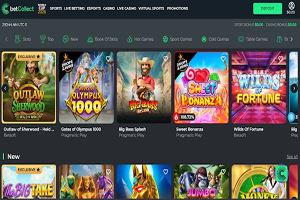 Lobby at BetCollect Casino