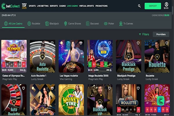 Live games at BetCollect casino