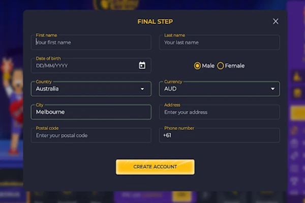 Registration on Rolling Slots casino