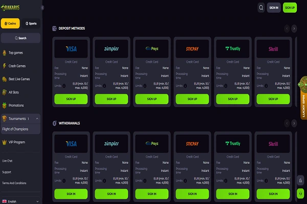 Drakaris Casino Payments