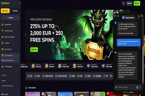 Drakaris Casino Customer Support