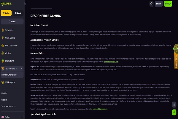 Drakaris Casino Responsible Gambling
