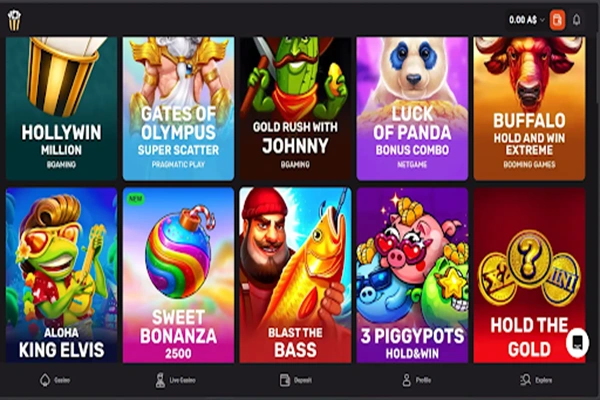 Slot games available on Hollywin Casino