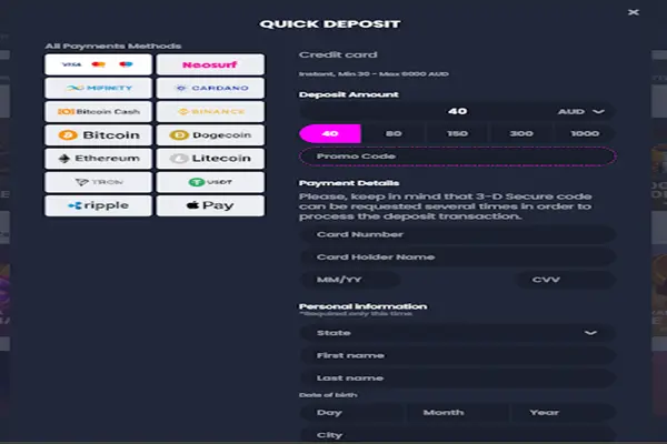 Deposit Methods on Crocoslots casino