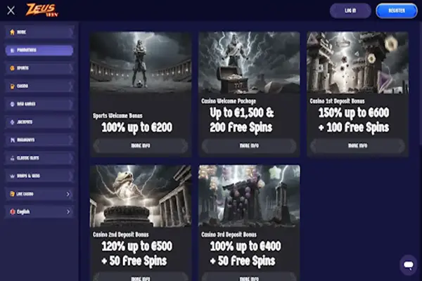 ZeusWin Casino promotions Available bonuses and promotions