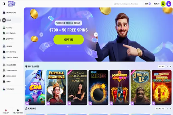 Vipsta Casino Main Page Main page of Vipsta Casino