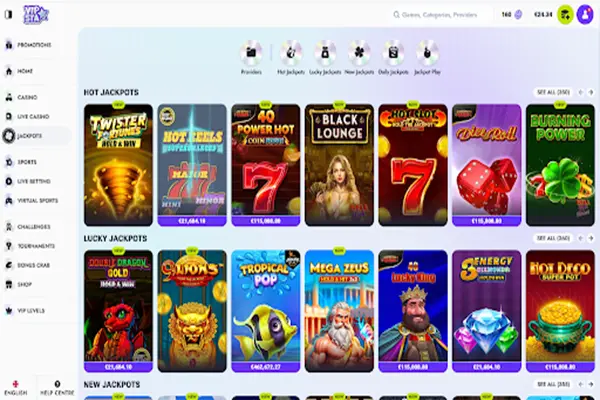 Vipsta Casino Jackpot Section Jackpot at Vipsta Casino