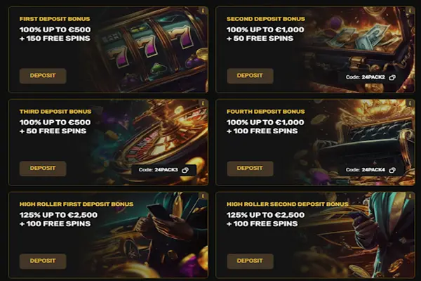 Welcome Bonus package on 24Casino