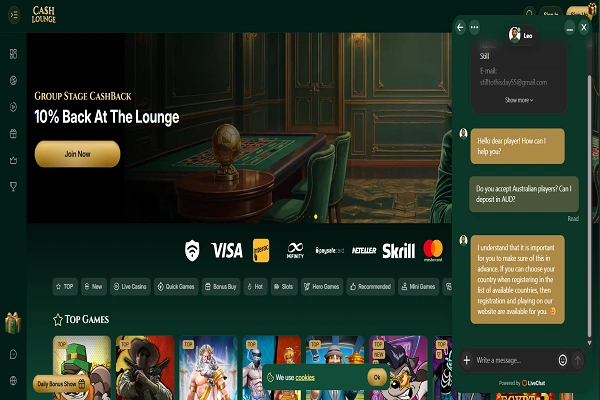 Cash Lounge Casino Customer Support