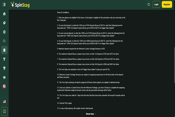 SpinStag Casino Bonuses