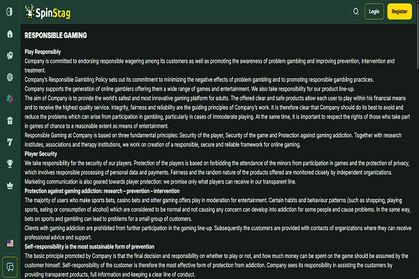 SpinStag Casino Responsible Gaming