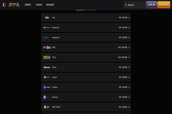 Atefia Casino Payment