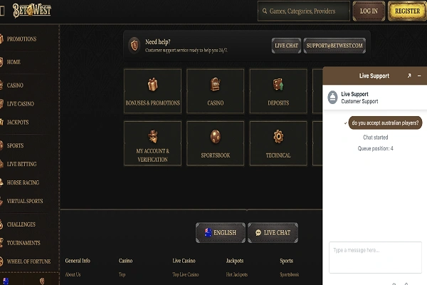 BetWest Casino Customer Support