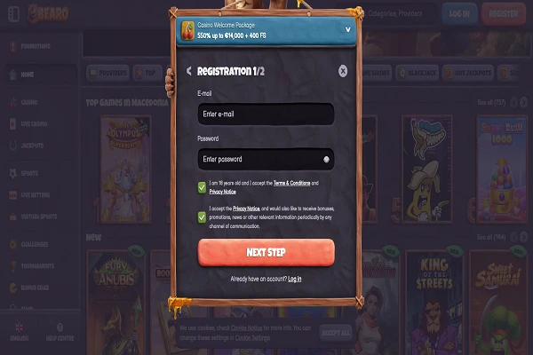 Bearo Casino Registration