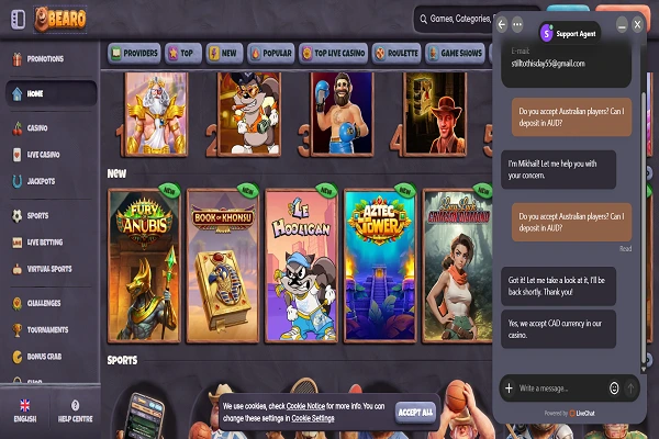 Bearo Casino Customer Support