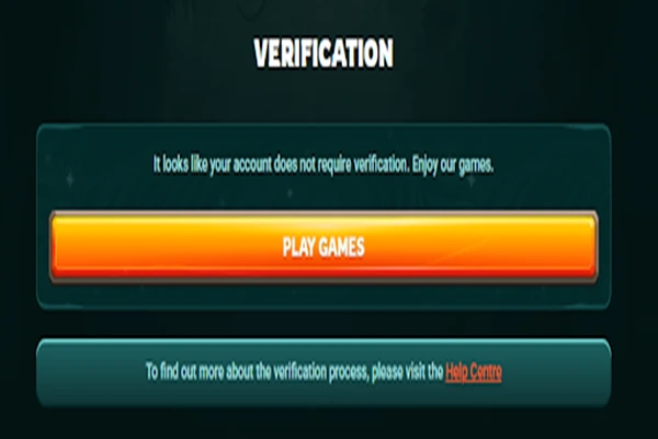 Verification process on Playio Casino