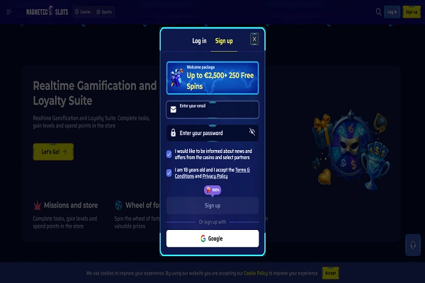 MagneticSlots Casino Registration