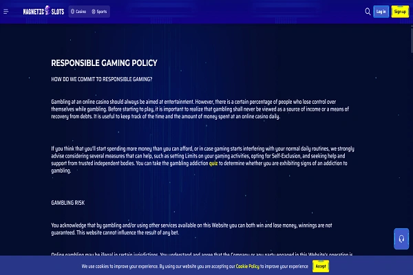 MagneticSlots Responsible Gaming