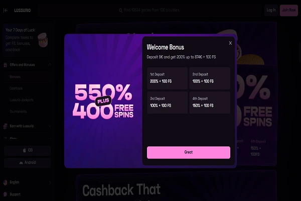 Lussurio Casino welcome bonus Lussurio Casino welcome bonus