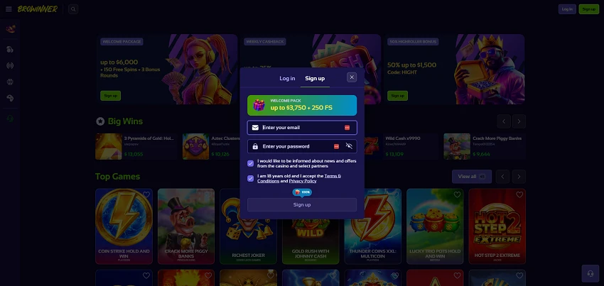 BroWinner Casino Registration