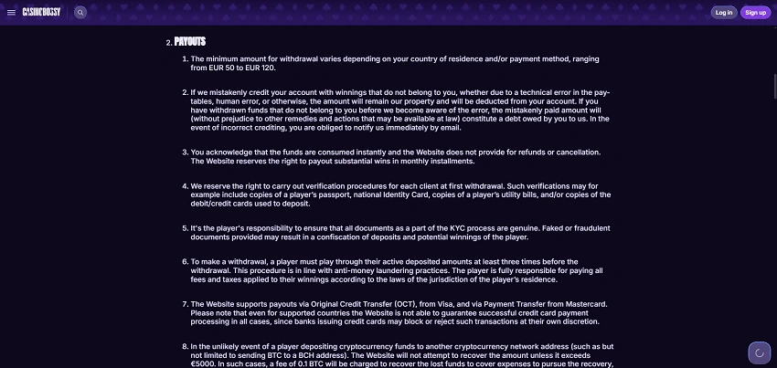 CasinoBossy Payments CasinoBossy Payments