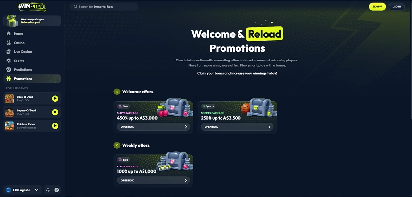 Winzter Casino Welcome Bonuses Winzter Casino Welcome Bonuses