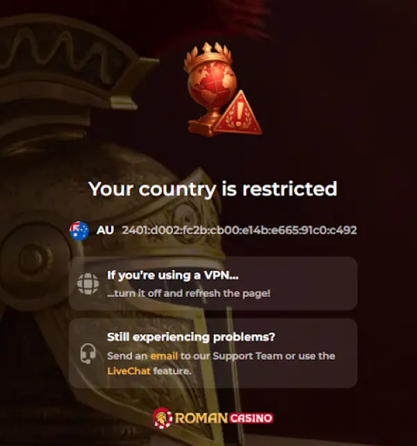 Roman Casino VPN Issue VPN Issues for Aussie Players for Roman Casino
