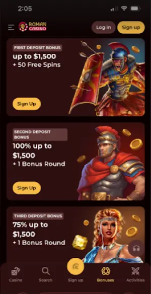 Roman Casino Welcome Package Available Welcome Casino Bonus on Roman Casino