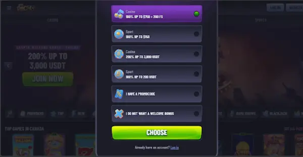 MrPacho Casino Bonus at Registration Bonus Choices for Registration at MrPacho Casino